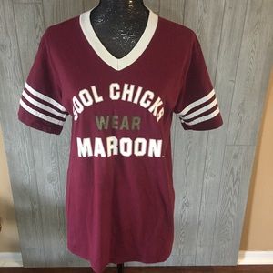 Cool Chicks Wear Maroon Vneck Tshirt Size M
